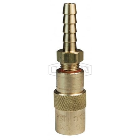 Dixon CM Series Quick-Release Unvalved Coupler, 1/2 in Nominal, Coupler x Barb, Brass, Domestic 4CMS4-B-E